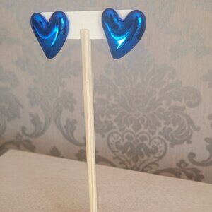 Blue Heart Stud Earrings